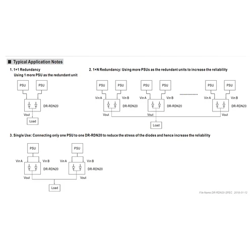 DR-RDN20 Модуль резервирования питания Вх:21-28В; Вых:24В/20A Mean Well DR-RDN20 Модуль резервирования питания Вх:21-28В; Вых:24В/20A Mean Well